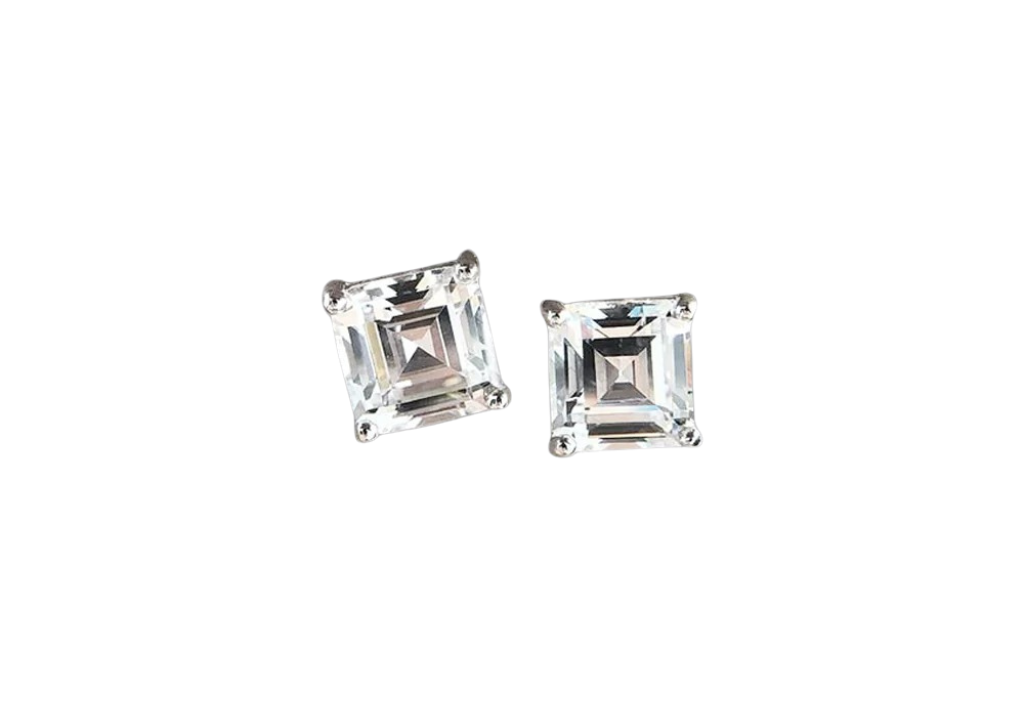 Bologna Square Silver Stud Earrings