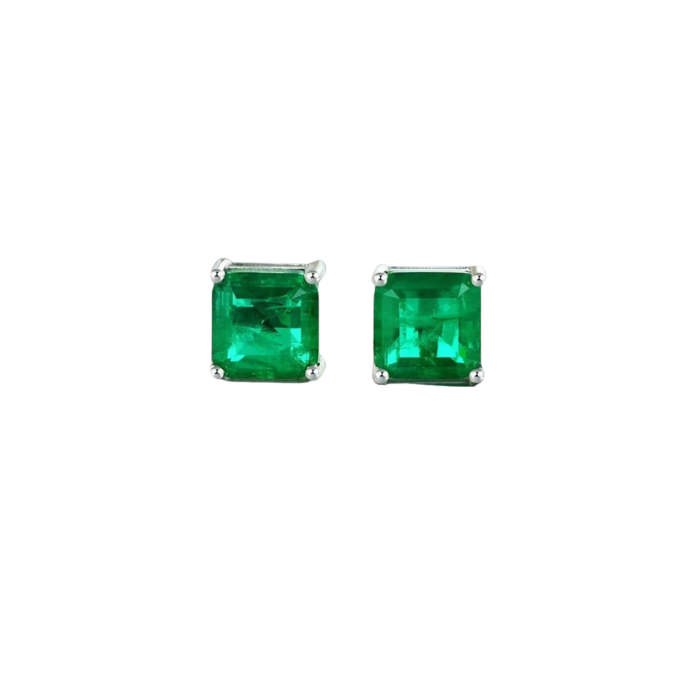 Carpi Green Square Diamond Stud Earrings