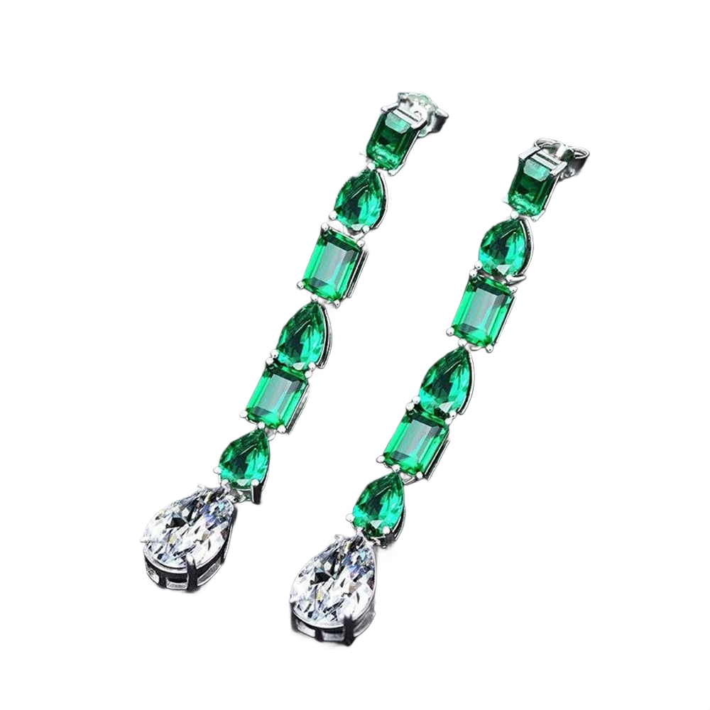 Dawn Green Single Drop Earrings