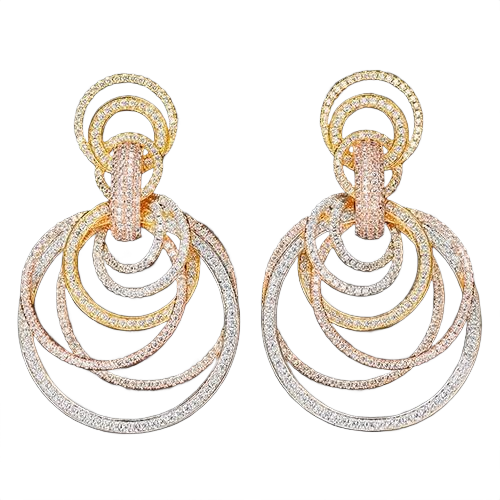 Gleam Diamond Hoop Pendant Earrings