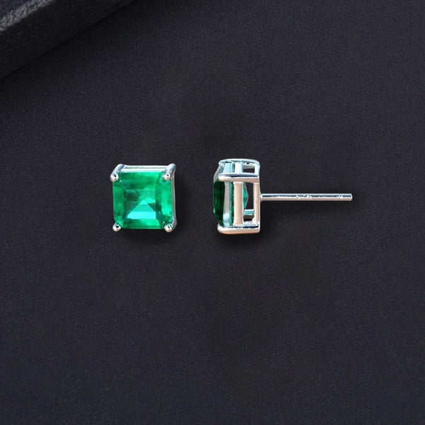 Carpi Green Square Diamond Stud Earrings - £111