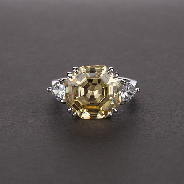 12 CARAT YELLOW DIAMOND ASSCHER CUT RING "OTTAGONO"
