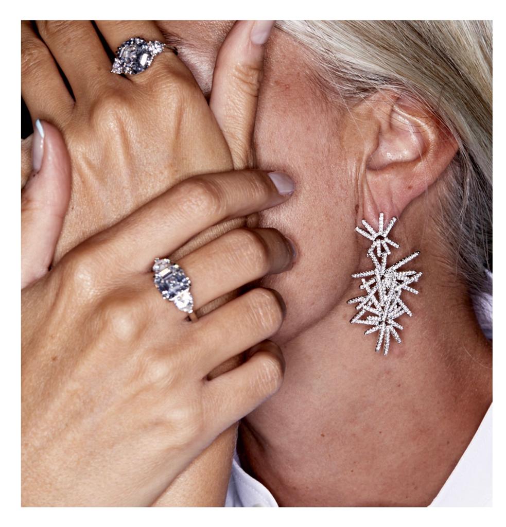 Firework Drop Earrings White Gold