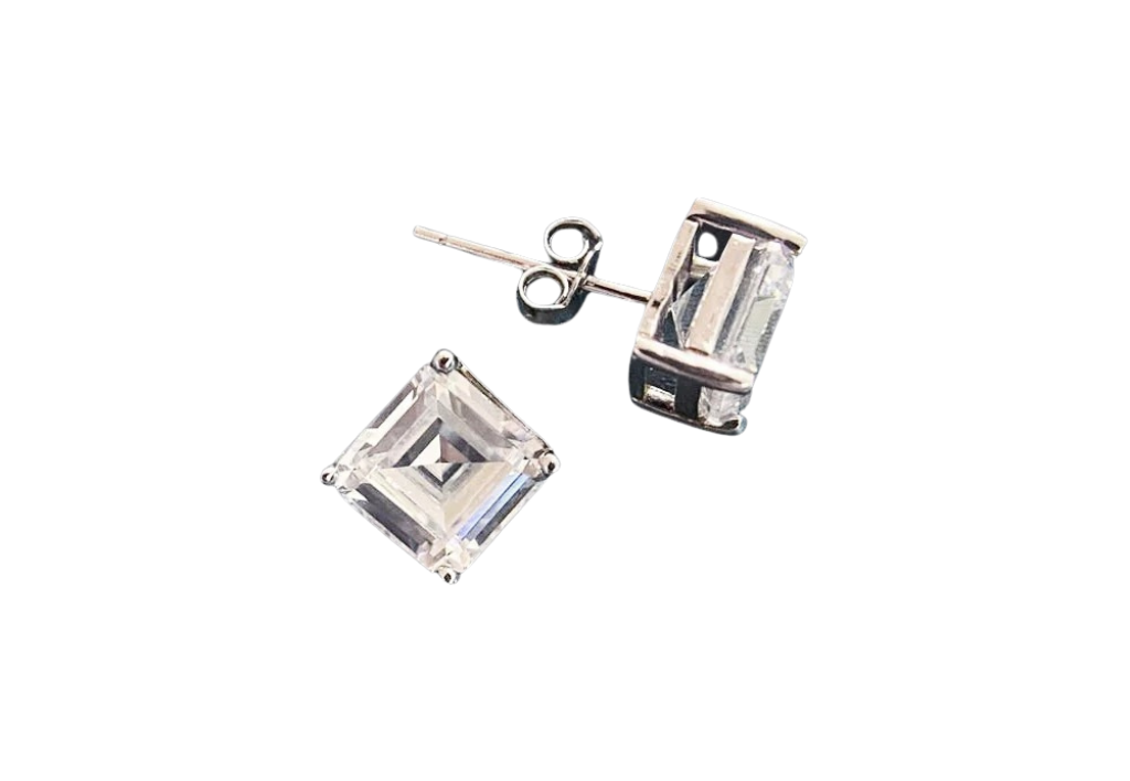 Bologna Square Silver Stud Earrings