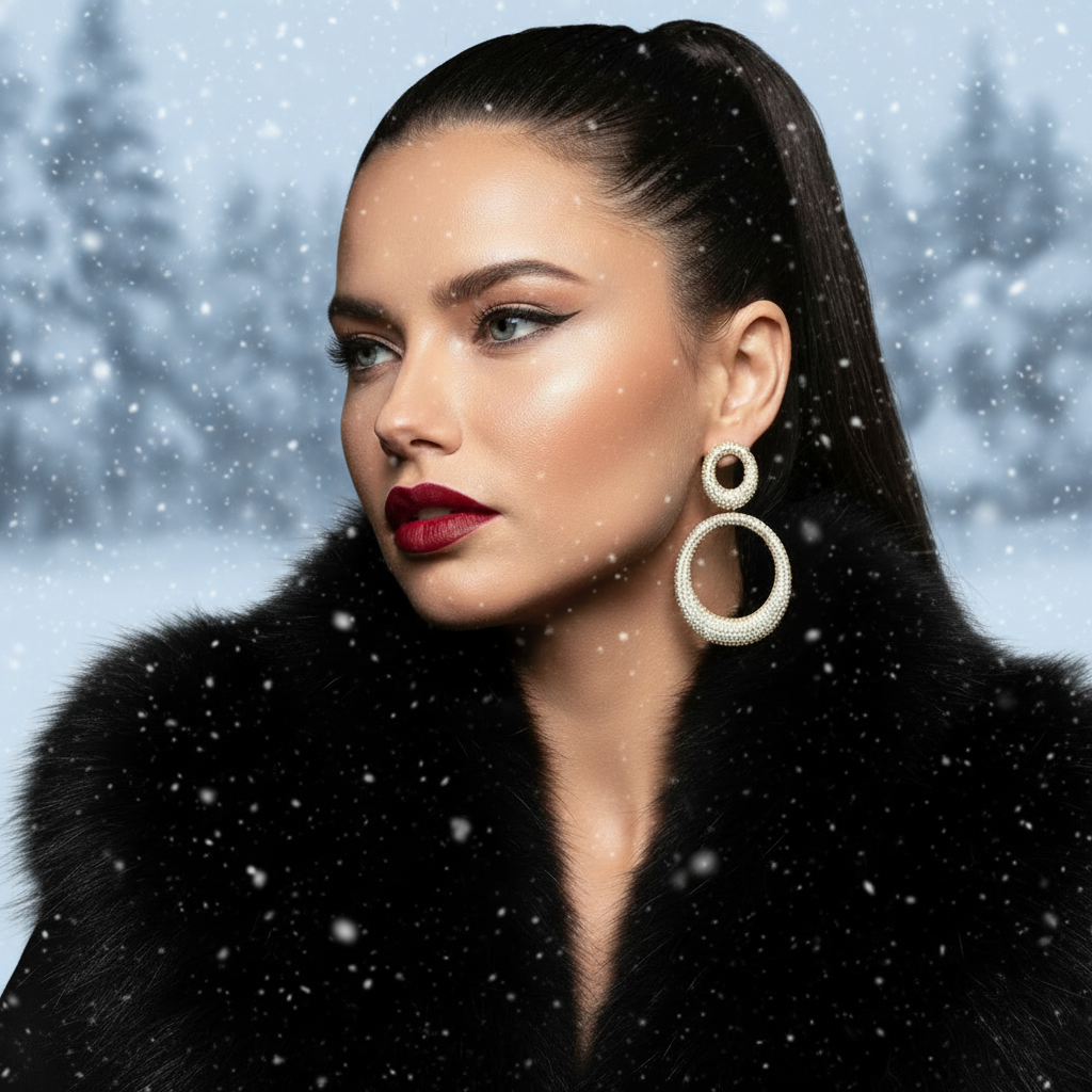 adriana Lima wears a perdifiato earrings oliva in yellow gold and diamond pave 