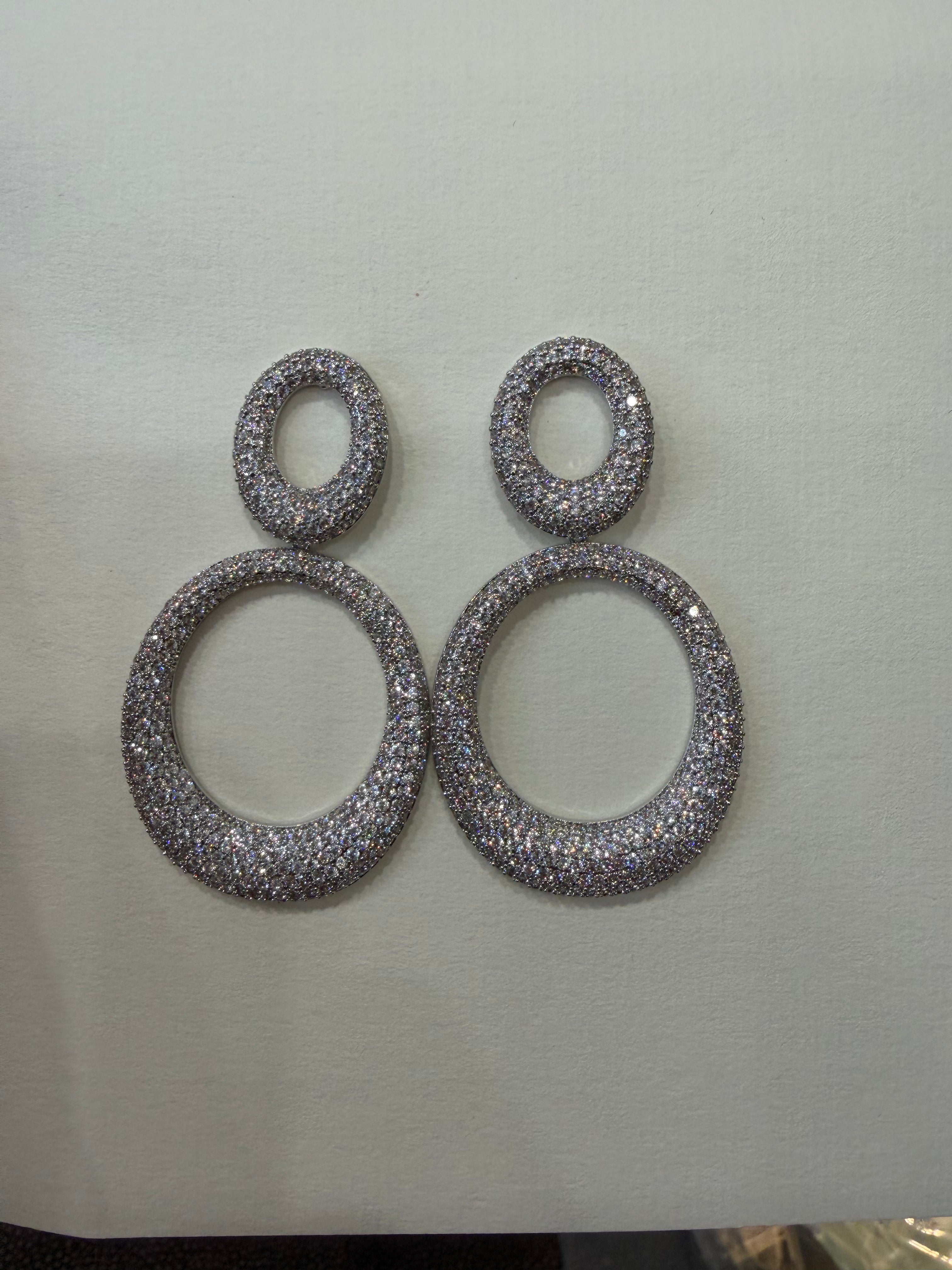 Pair of round earrings with lab grown pave on silver by A PERDIFIATO