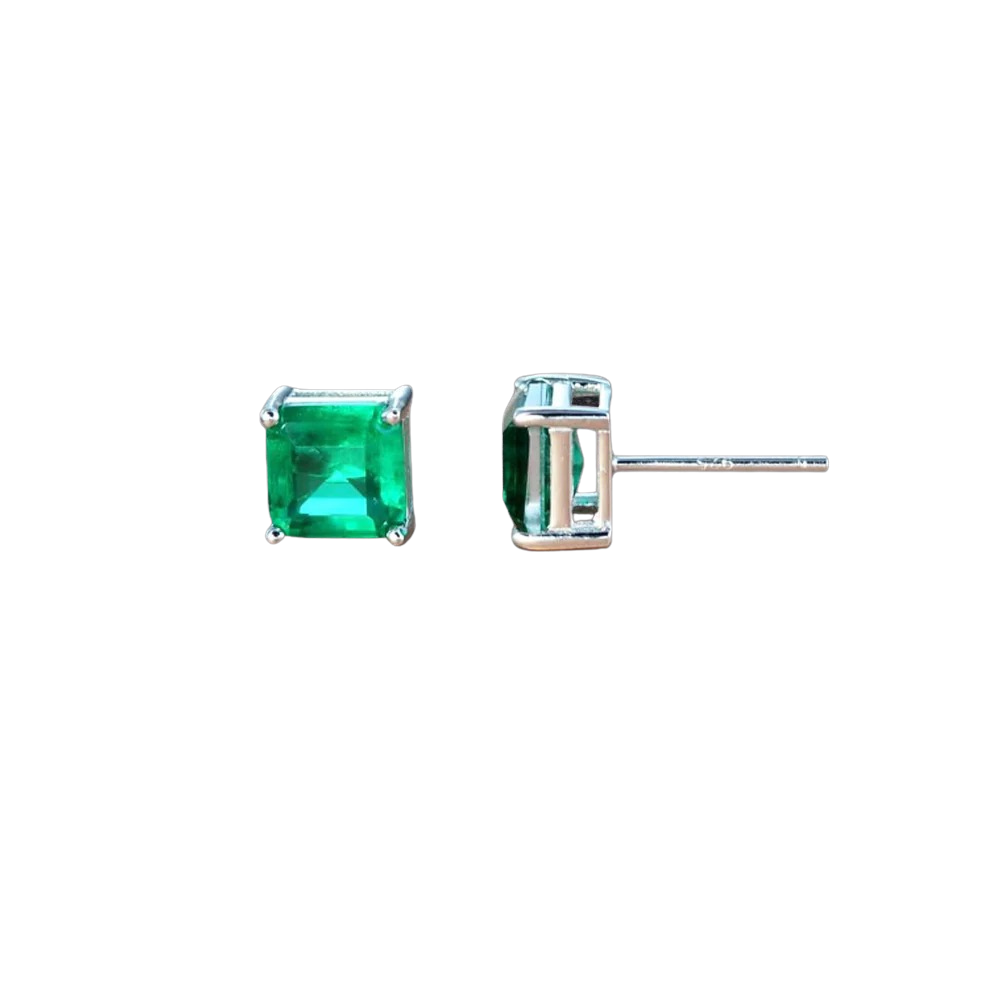 Carpi Green Square Diamond Stud Earrings