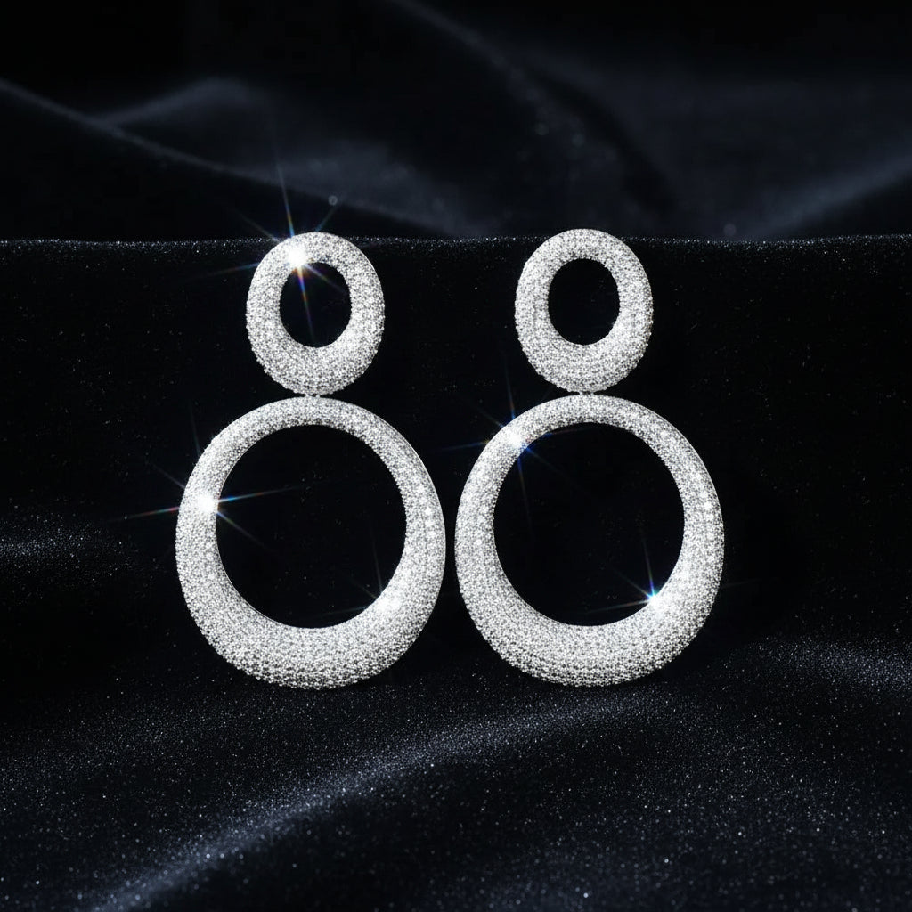 Olivia Earrings from A PERDIFIATO lab grown diamonds 6 cm long and 4 cm wide