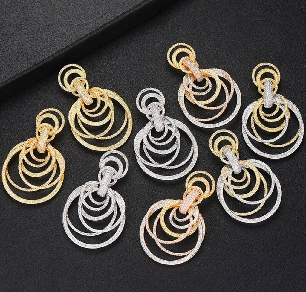 Gleam Diamond Hoop Pendant Earrings