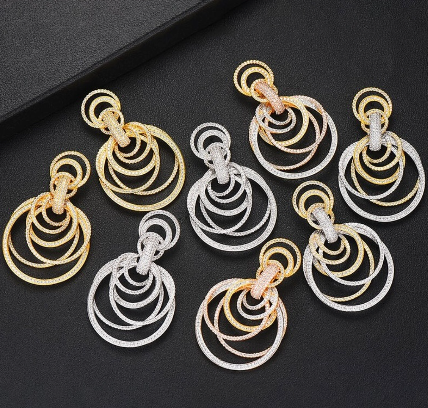 Gleam Diamond Hoop Pendant Earrings