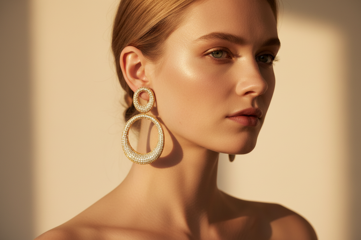 Nordic model — Meta converting diamond hoop earring campaign