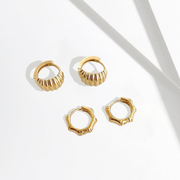 Bamboo & Shell Gold Huggie Set - £59