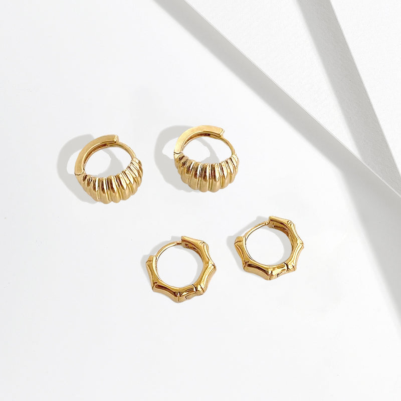 Bamboo & Shell Gold Huggie Set - £59