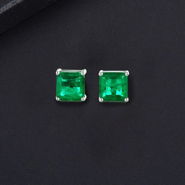 Carpi Green Square Diamond Stud Earrings - £111