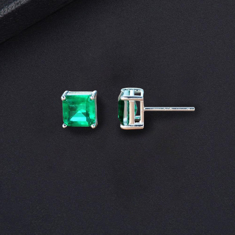 Carpi Green Square Diamond Stud Earrings - £111