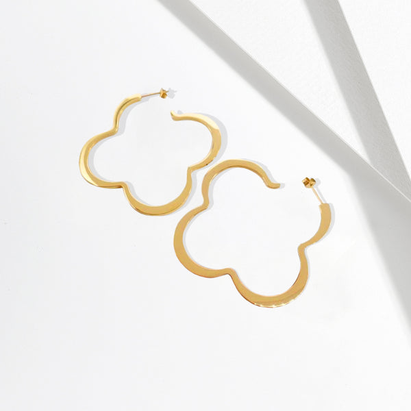 Lucky Clover Silhouette Hoop Earrings - £29