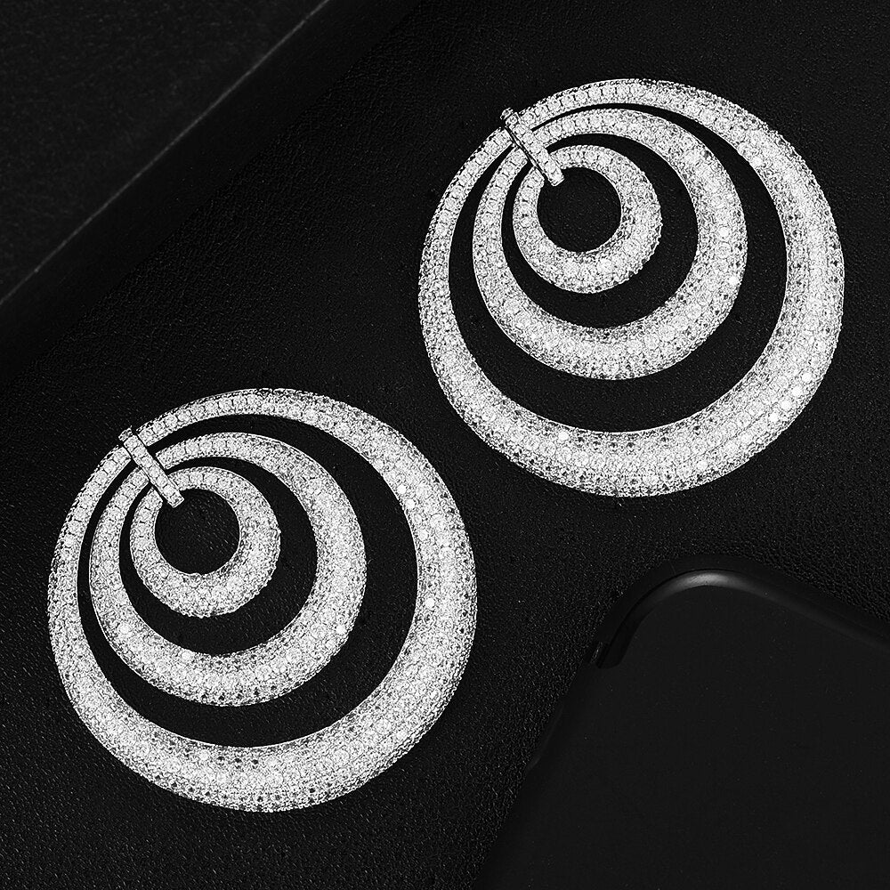 Luna Micro Pavé Triple Hoop Earrings - £289