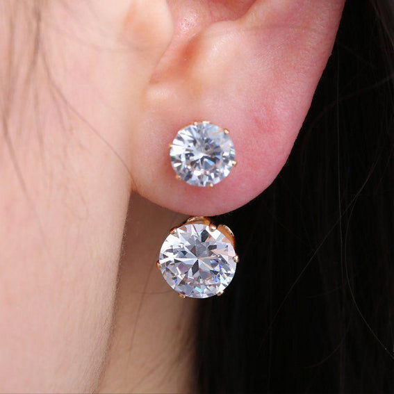 Roma Double Diamond Stud Earrings