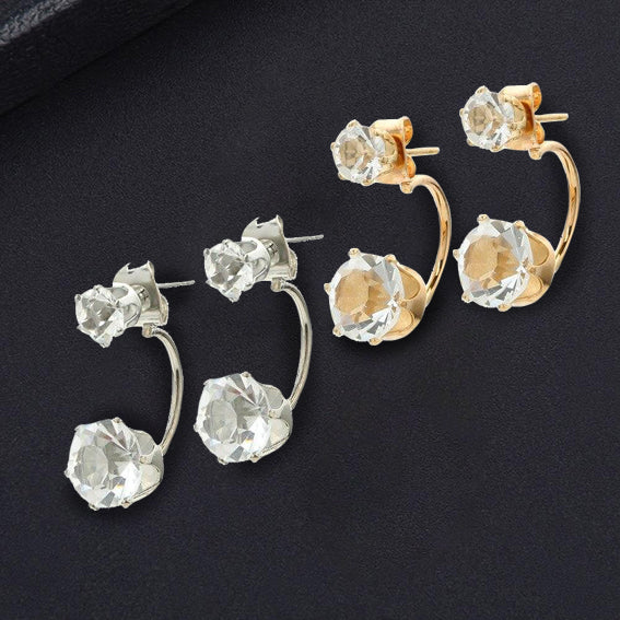 Roma Double Diamond Stud Earrings