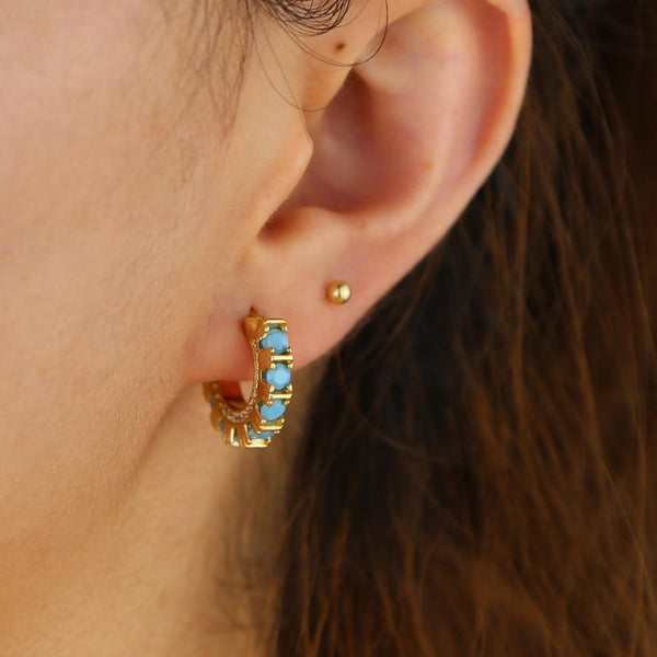 Spotlight Turquoise Mini Hoop Earrings - £69