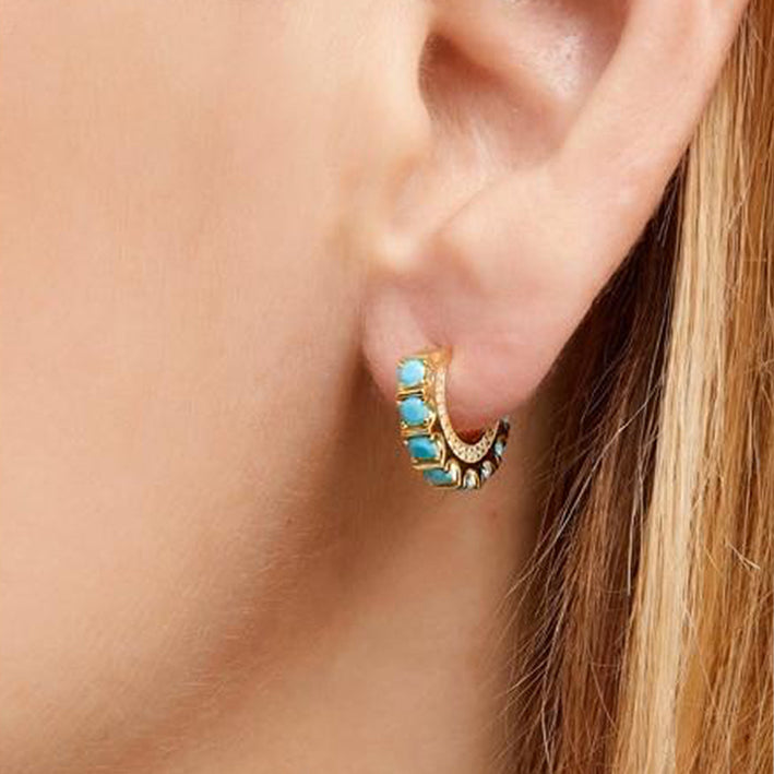 Spotlight Turquoise Mini Hoop Earrings - £69