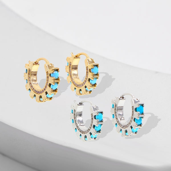 Spotlight Turquoise Mini Hoop Earrings - £69