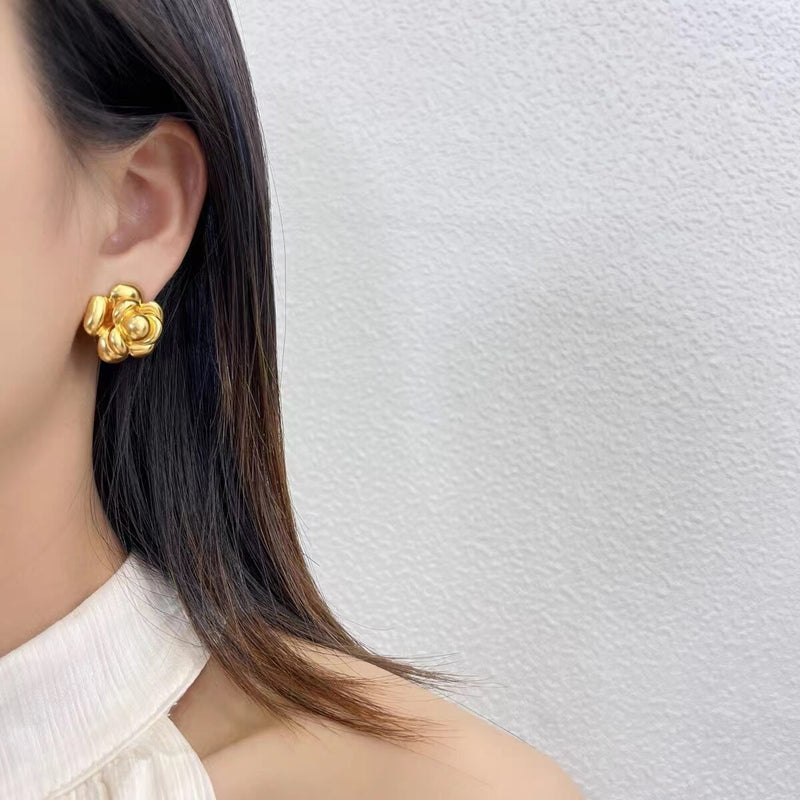 Camellia Gold Vermeil Studs